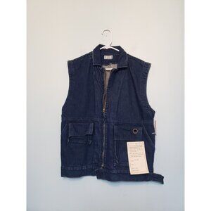 Vtg Learsi Intnl Womens L Denim Vest Cassette Pockets Blue Brite Sassy Zip NWT